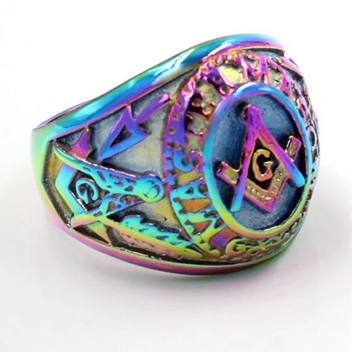 Gold Enamel Masonic Ring